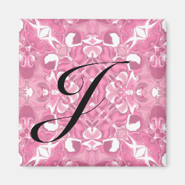 Mellan Rosa Kalejdoskop Mönster #1 Monogram Magnet