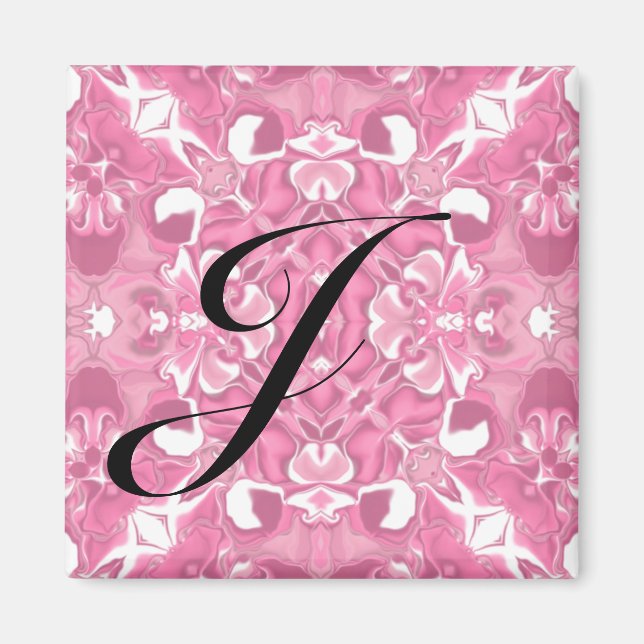 Mellan Rosa Kalejdoskop Mönster #1 Monogram Magnet (Framsidan)