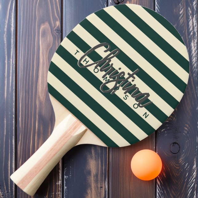 Mellan sekelskiftet Polosagegrön Målad Namn Pingisracket (Skapare uppladdad)