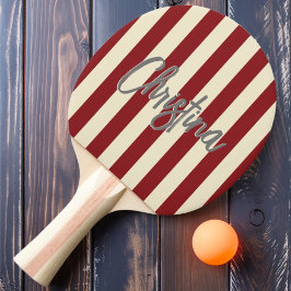 Mellan sekelskiftet polostripad djup tranbärsfärga pingisracket
