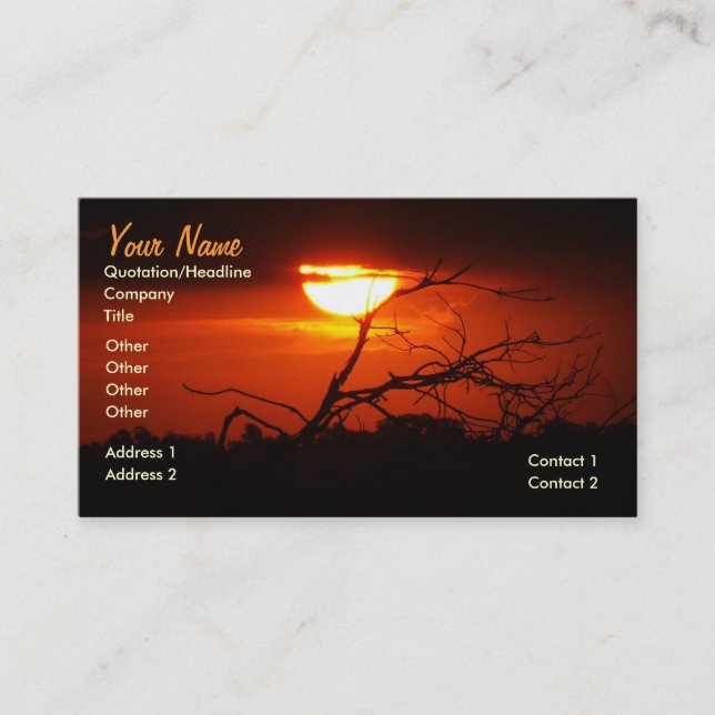 Mellan solnedgången och Affärskortet Visitkort (Framsida)
