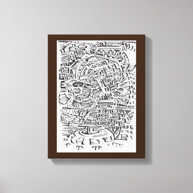 Mellan-ställe, india bläck teckning canvastryck (Framsida)