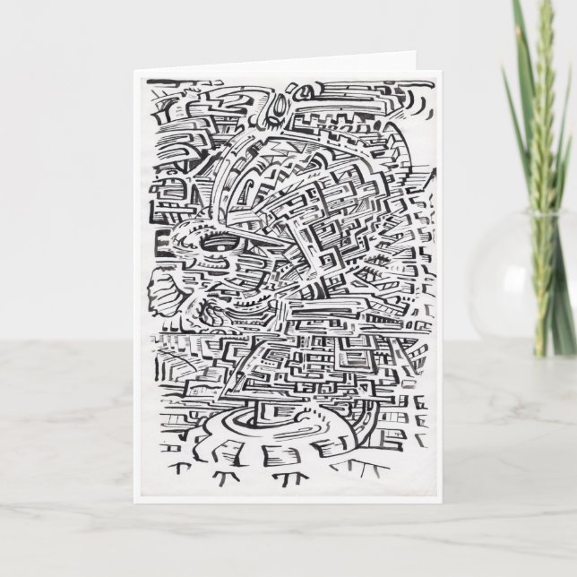 Mellan ställe och bläck teckning kort (Framsida)