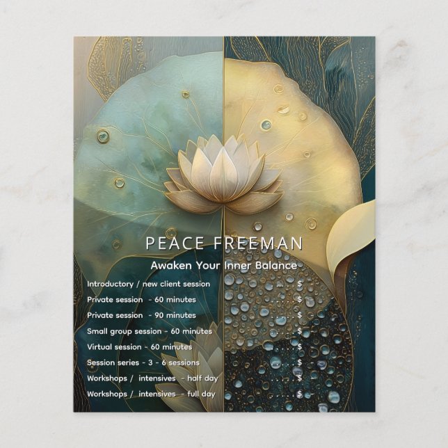 Mellan vatten och ljus | Lotusblomsdesign Flygblad (Framsidan)