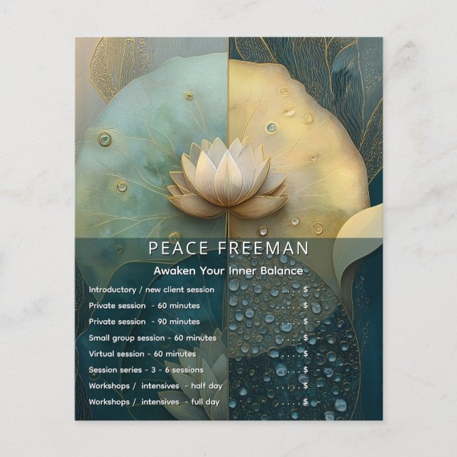 Mellan vatten och ljus | Lotusblomsdesign Flygblad (Framsidan)
