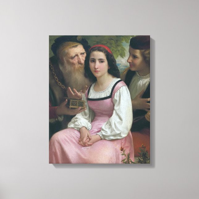 Mellan Wealth och Kärlek (av Bouguereau) Canvastryck (Framsida)