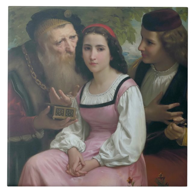 Mellan Wealth och Kärlek (av Bouguereau) Kakelplatta (Framsidan)
