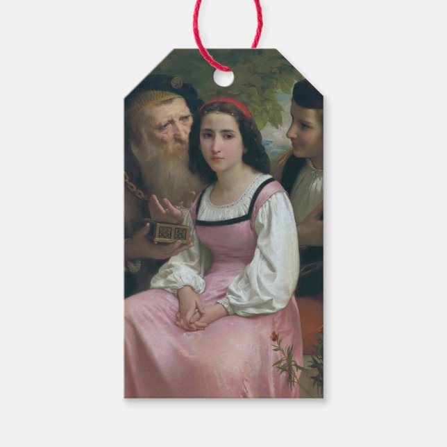 Mellan Wealth och Kärlek (av Bouguereau) Presentetikett (Framsidan)