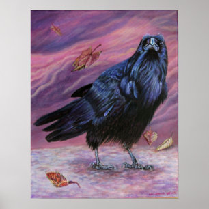 Mellan World Raven Print av Michaeline McDonald Poster