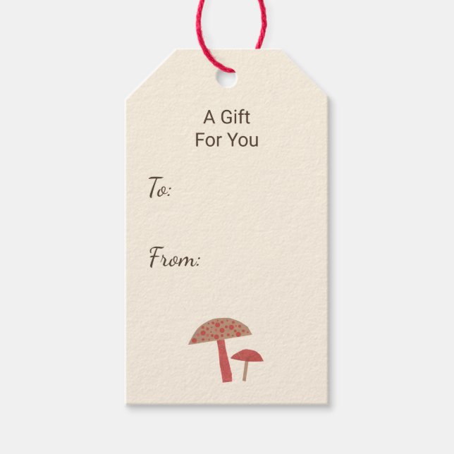 Mellanårens svampar Retro Ursprunglig naturkonst Presentetikett (Framsidan)