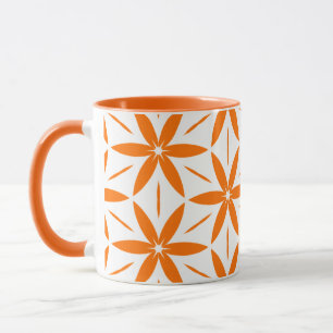 Mellanårhundradets moderna orange geometriska blom mugg