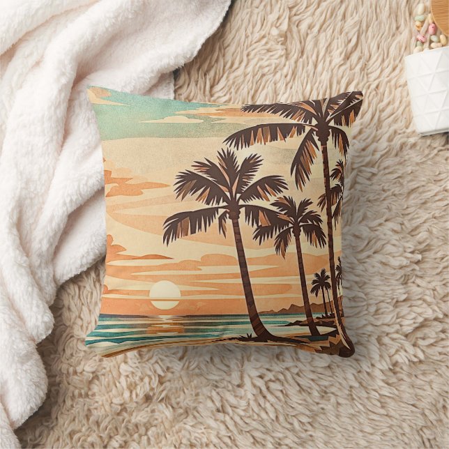 mellanårhundradets moderna strand Hawaii solnedgån Kudde (Filt)