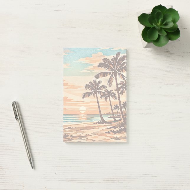 mellanårhundradets moderna strand Hawaii solnedgån Post-it Block (Kontor)