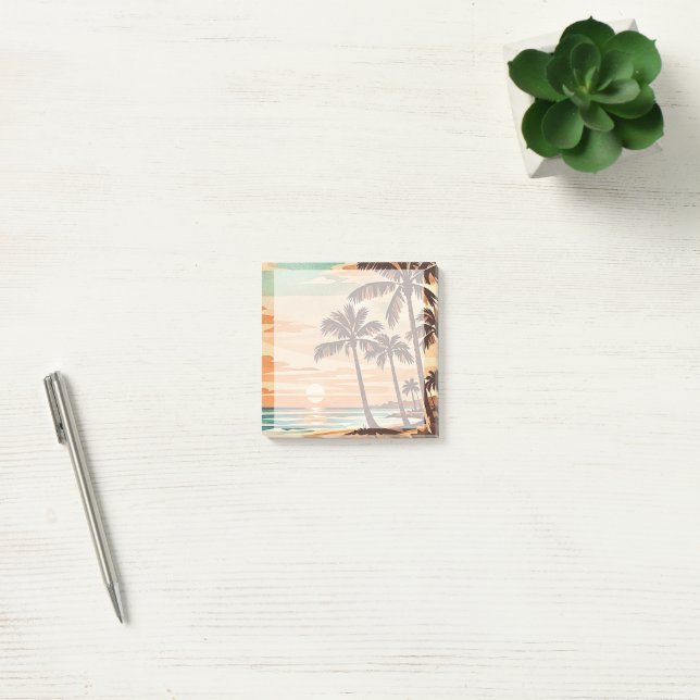 mellanårhundradets moderna strand Hawaii solnedgån Post-it Block (Kontor)