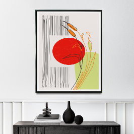 Mellanårhundradets skandinaviska Boho Simple Red S Poster