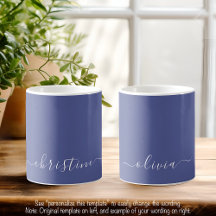 Mellanblå C49 & Vit Minimalistisk Modern Namn Anpa