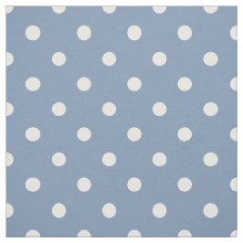 Mellanblå vit Polka dots Tyg