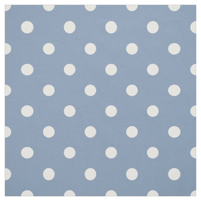Mellanblå vit Polka dots Tyg (Provkarta)