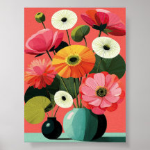 Mellandecennier blomstermotiv korallväggkonst