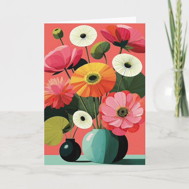 Mellandecenniers blomsterstilleben Korallblomning Kort (Framsida)
