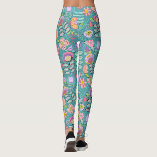 Mellandecennist blommande grönt leggings