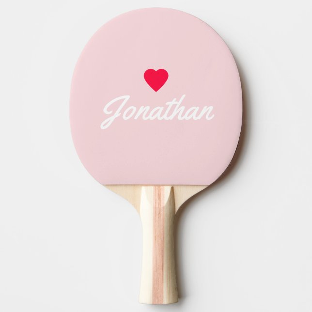 Mellandecennserad Rosa Viskning Vintage Hjärttecke Pingisracket (Framsidan)