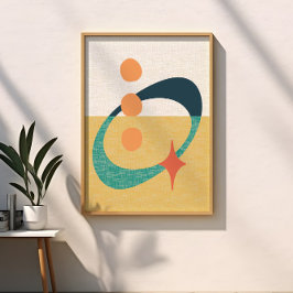 Mellandecentida Atomiska Abstrakt Gula, Orange, Te Poster