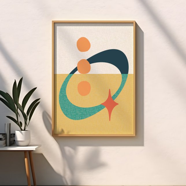 Mellandecentida Atomiska Abstrakt Gula, Orange, Te Poster (Skapare uppladdad)