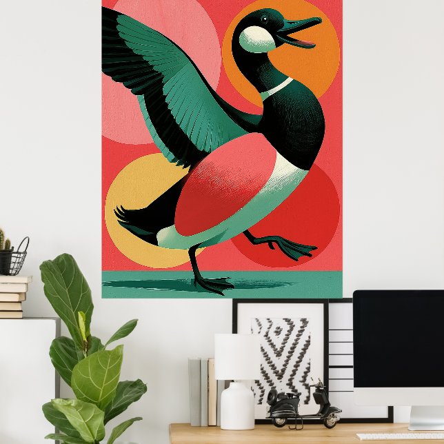 Mellandecentury Modern Ankor Bold Geometrisk Konst Poster (Hemmakontoret)