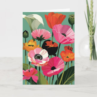 Mellandecor Modern Vallmo Blommig Ljus Blomning Kort