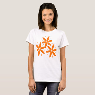 Mellandecorativ Orange Geometrisk Blommig T Shirt