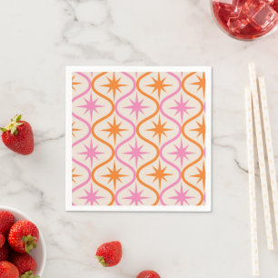 Mellandecorativ orange rosa stjärnexplosioner på O Pappersservett