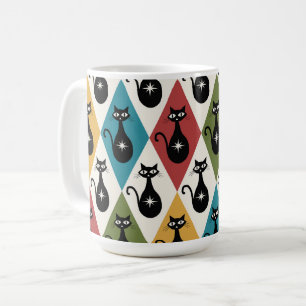 Mellandecorativa atomkatten på Harlequin-diamanter Kaffemugg