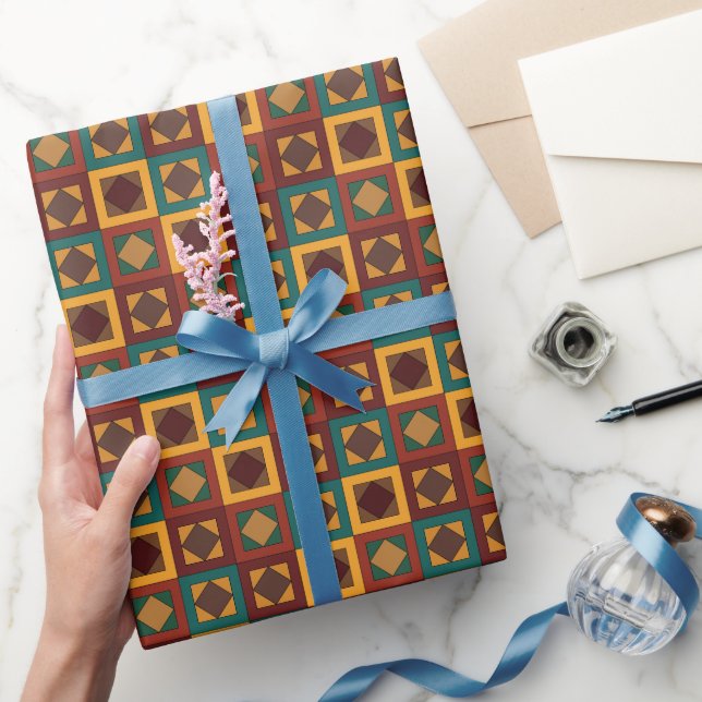 Mellandekorativ diamant fyrkantigt geometriskt mön presentpapper (Gifting)