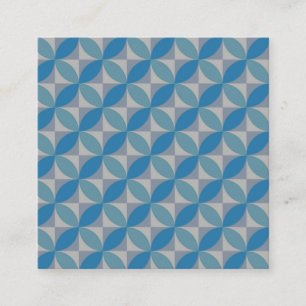 Mellandekorativ geometrisk Blå Cirklar på Gråa Rut Fyrkantigt Visitkort