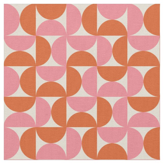 Mellandekorativ geometrisk halvcirkel rosa orange tyg (Närbild)