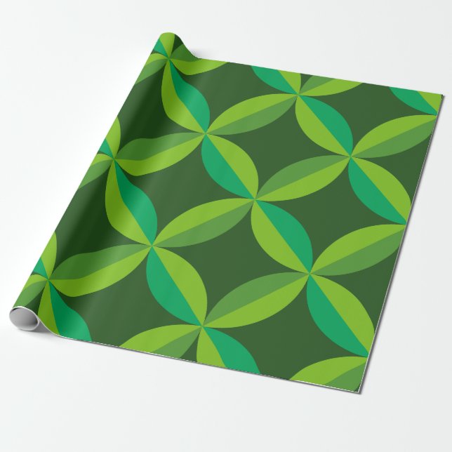 Mellandekorativ geometrisk limegrön mintgrön cirkl presentpapper (Utrullad)