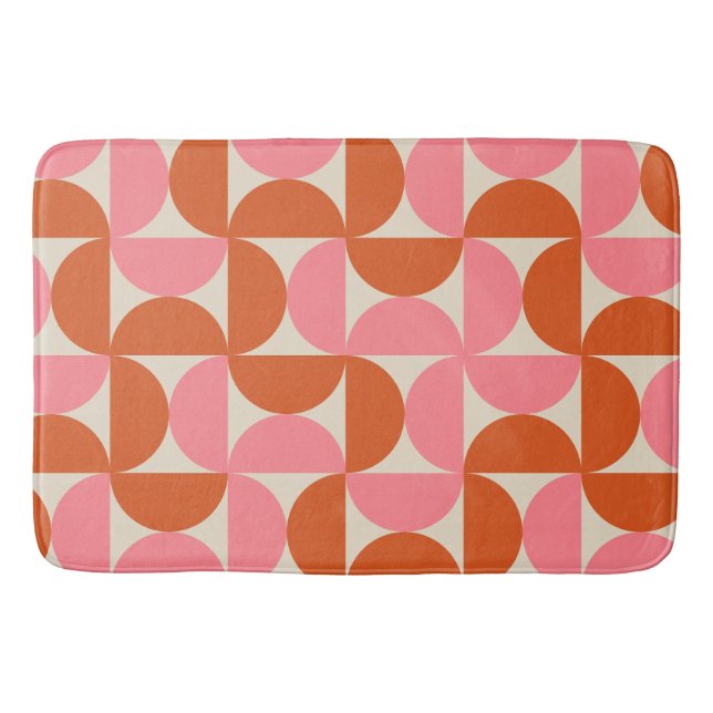 Mellandekorativ geometrisk mönster rosa orange   badrumsmatta (Framsidan)