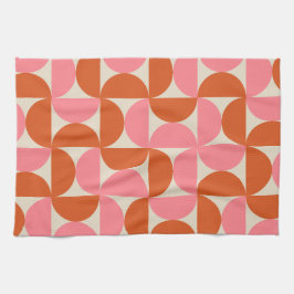 Mellandekorativ geometrisk mönster rosa orange kökshandduk