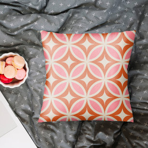 Mellandekorativ geometrisk mönster rosa orange kudde