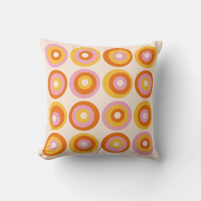 Mellandekorativ geometrisk orange cirkelmönster kudde (Framsida)