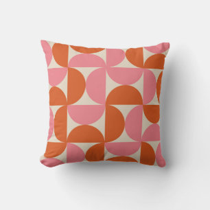 Mellandekorativ geometrisk rosa orange mönster  kudde