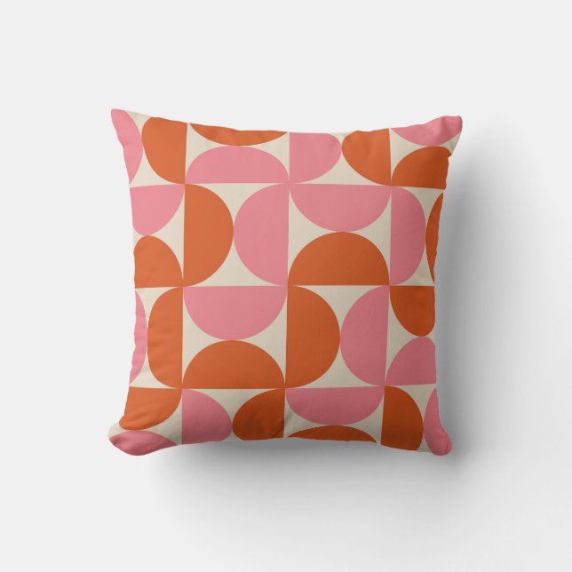 Mellandekorativ geometrisk rosa orange mönster  kudde (Framsida)