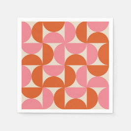 Mellandekorativ geometrisk rosa orange mönster pappersservett
