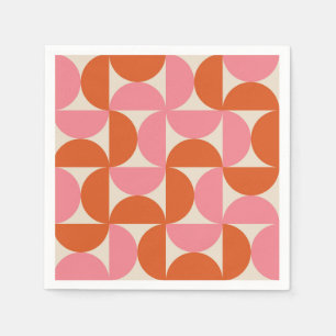 Mellandekorativ geometrisk rosa orange mönster pappersservett
