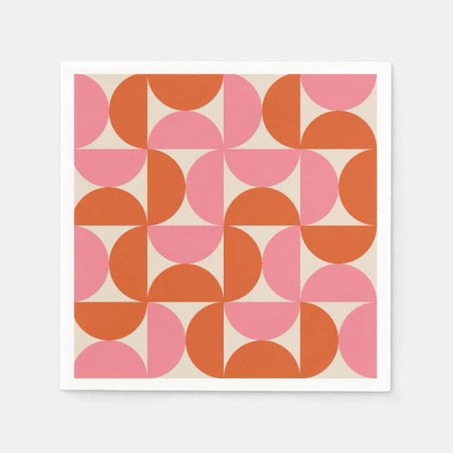 Mellandekorativ geometrisk rosa orange mönster   pappersservett (Framsidan)