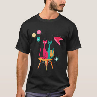Mellandekorativ katt Midcentury inredning Rymdålde T Shirt