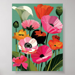 Mellandekorativ Poppyblomma Väggkonst
