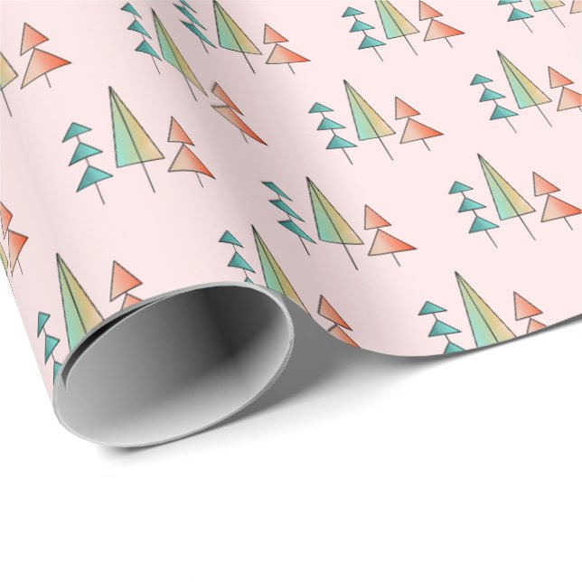 mellandekorativ regnbågsträd med rosa och turkos t presentpapper (Rullad Hörn)