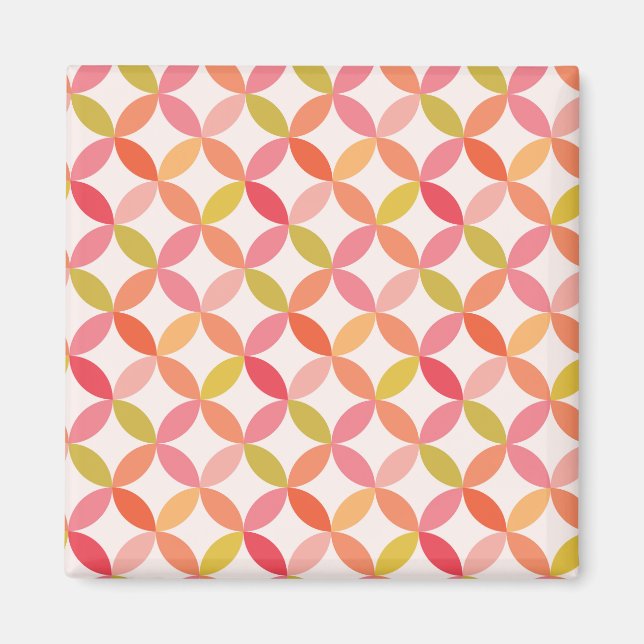 Mellandekorativ rosa röd orange Cirklar  Magnet (Framsidan)